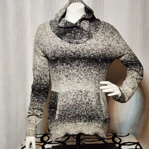 Bench Gray Cowl Neck Knit Sweater with Kangaroo Pocket Small